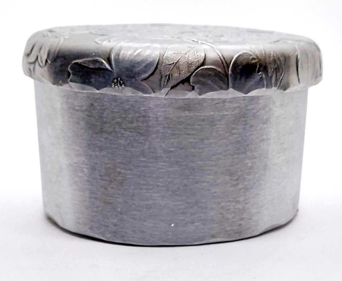 Wendell August Forge Dogwood Trinket Box, Vintage Hand Hammered Aluminum Jewelry Box, 1990s Repousse Keepsake, view 6