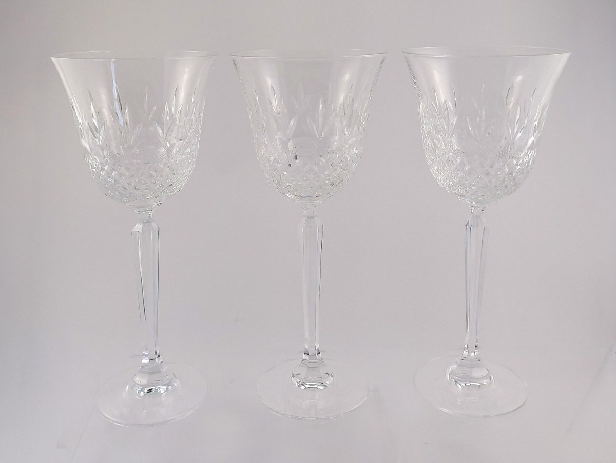 Mikasa Chatsworth Crystal Water Goblets Set of 7, Vintage Wedding Stemware, Discontinued 1980s Blown Glass, view 3