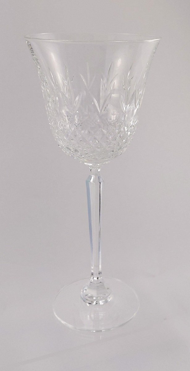 Mikasa Chatsworth Crystal Water Goblets Set of 7, Vintage Wedding Stemware, Discontinued 1980s Blown Glass, view 4