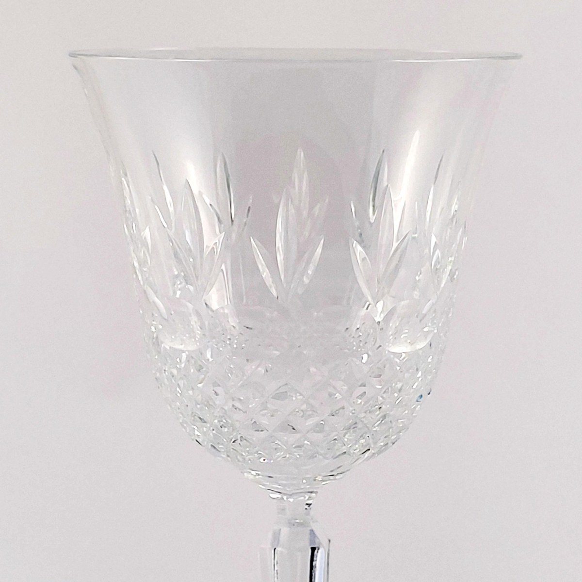 Mikasa Chatsworth Crystal Water Goblets Set of 7, Vintage Wedding Stemware, Discontinued 1980s Blown Glass, view 5