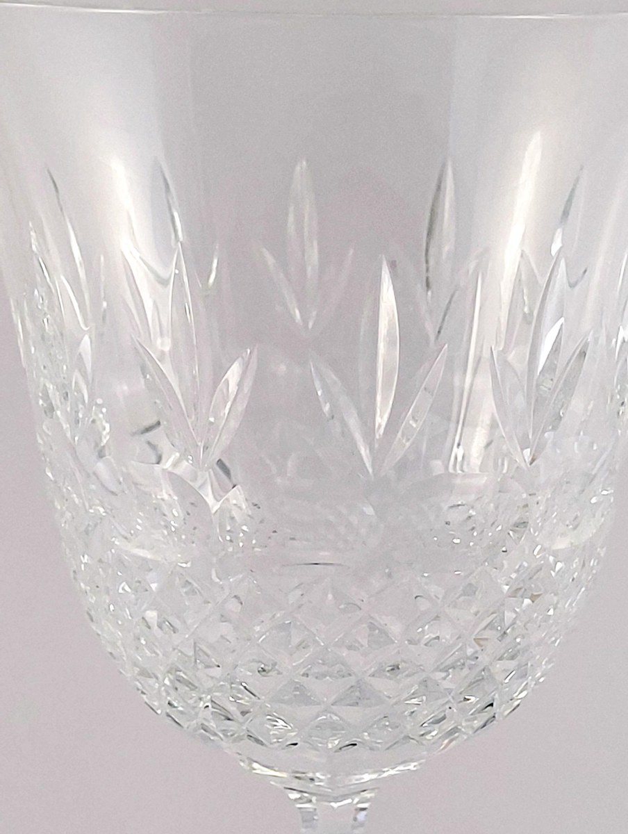 Mikasa Chatsworth Crystal Water Goblets Set of 7, Vintage Wedding Stemware, Discontinued 1980s Blown Glass, view 7
