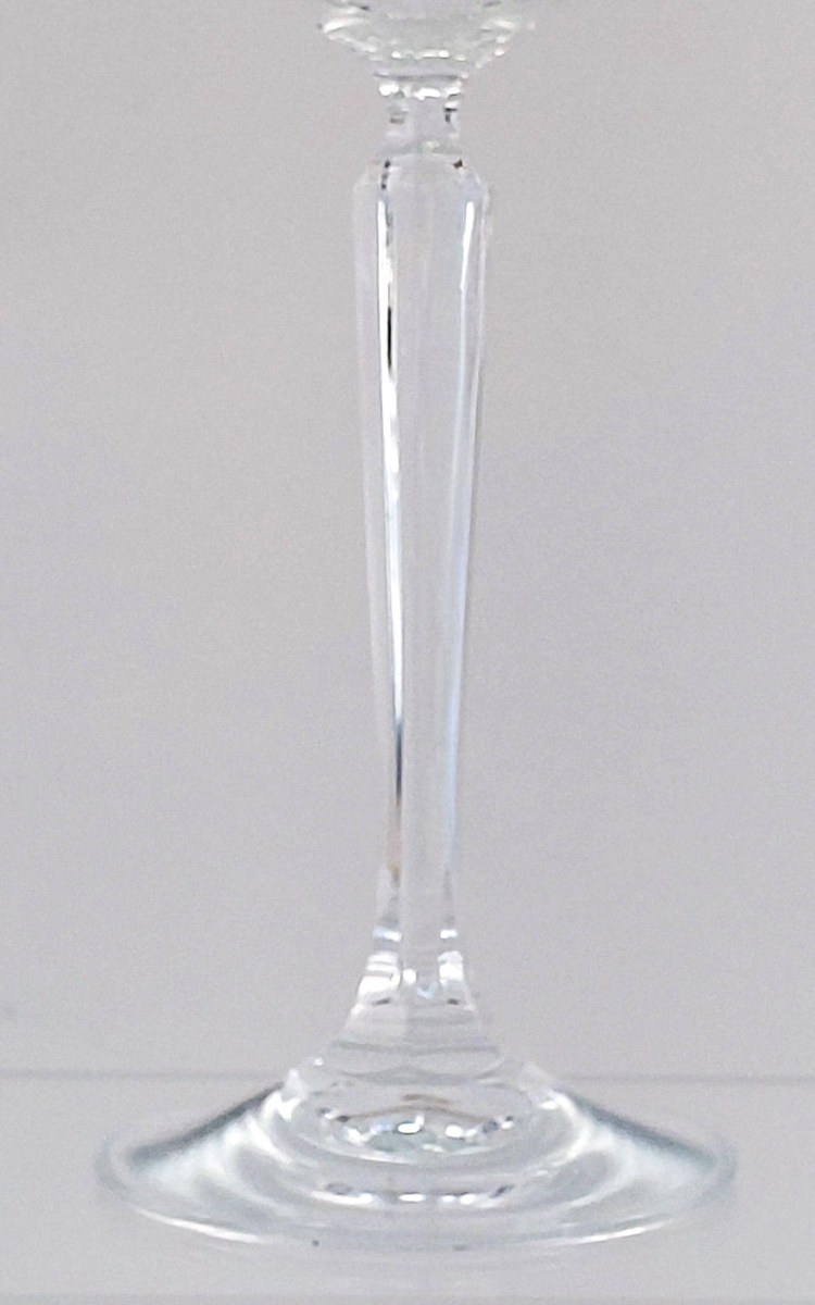 Mikasa Chatsworth Crystal Water Goblets Set of 7, Vintage Wedding Stemware, Discontinued 1980s Blown Glass, view 9
