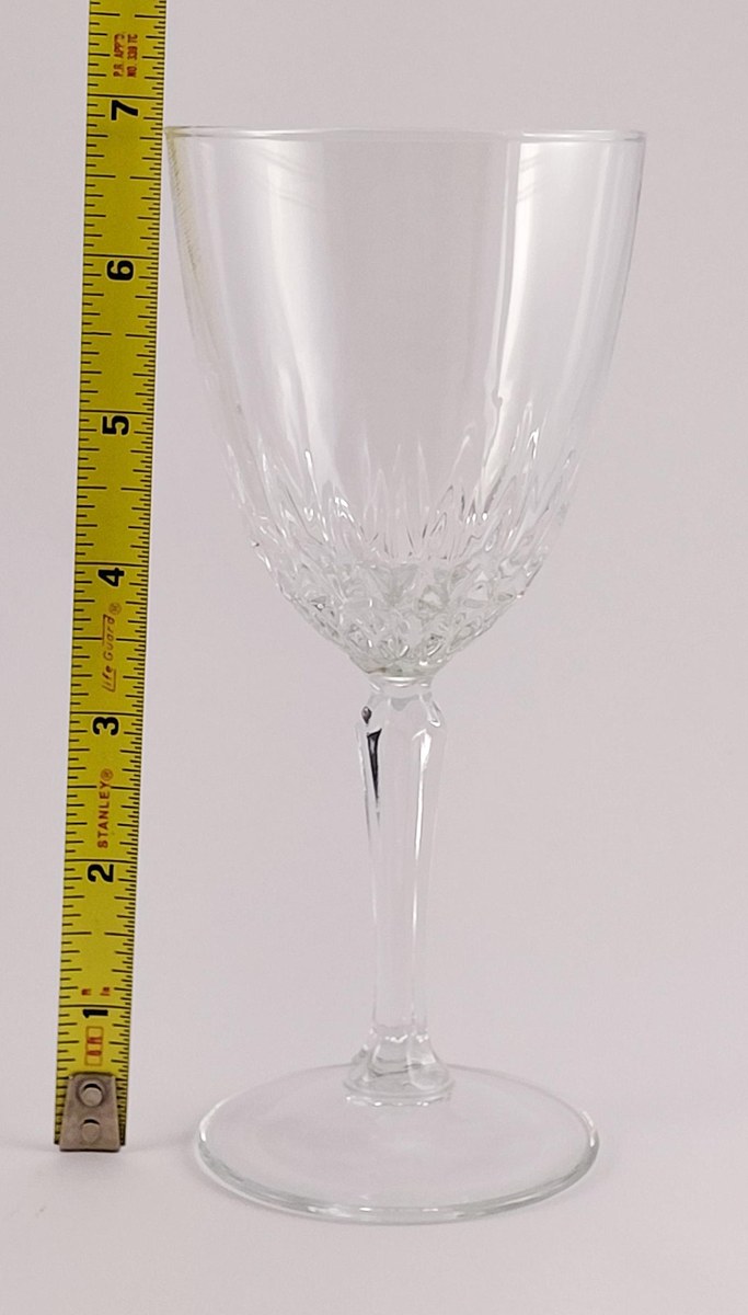 Luminarc Diamant Wine Glasses Set of 6, Vintage French Pressed Crystal Goblets, 1970s Faceted Barware Stemware, view 13