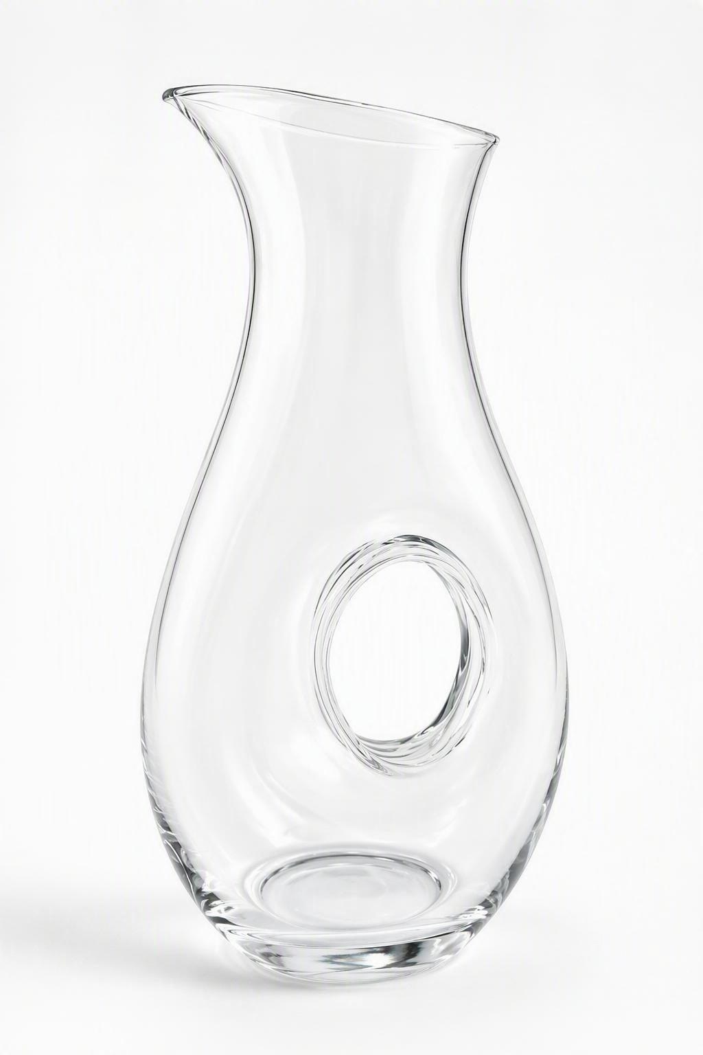 Bormioli Rocco Aurum Wine Carafe, Vintage Hand Blown Glass Decanter Pitcher, Italian Sculptural Bar Cart Vase