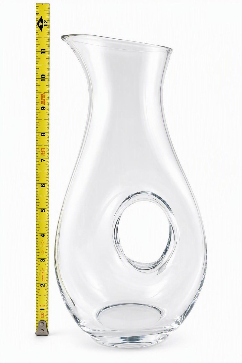 Bormioli Rocco Aurum Wine Carafe, Vintage Hand Blown Glass Decanter Pitcher, Italian Sculptural Bar Cart Vase, view 13