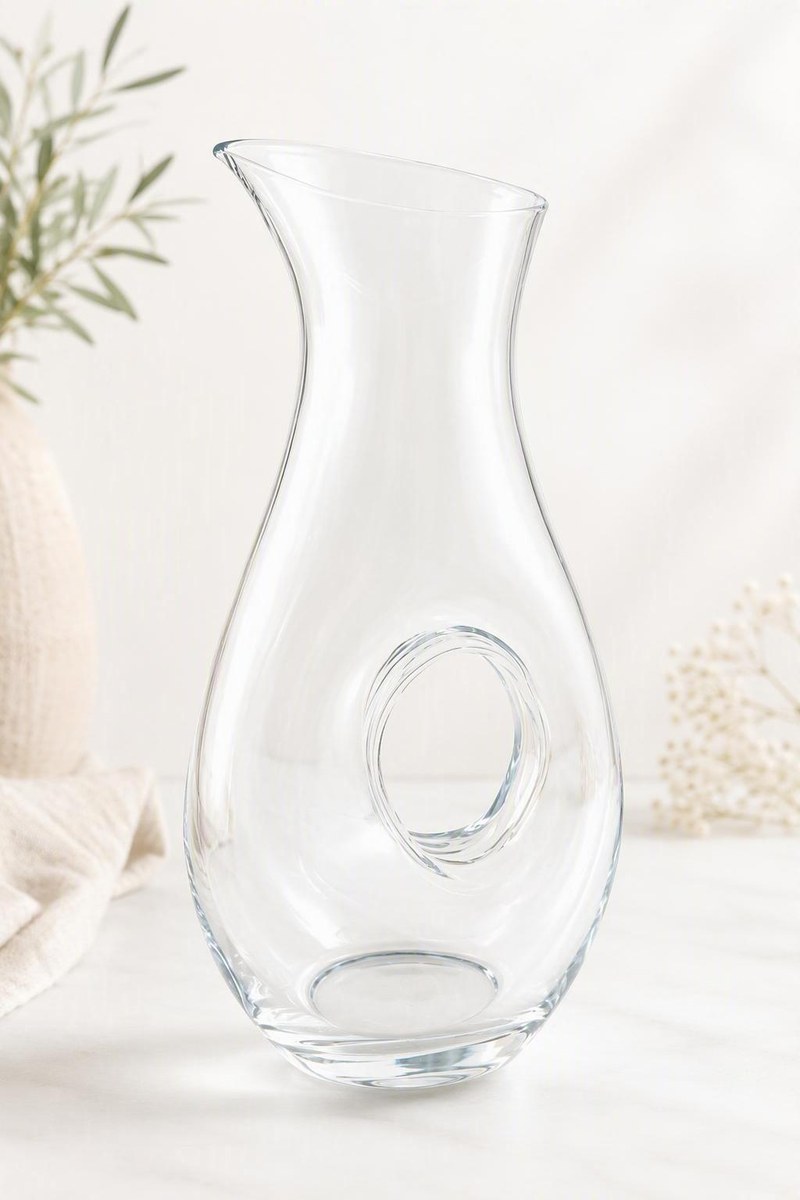 Bormioli Rocco Aurum Wine Carafe, Vintage Hand Blown Glass Decanter Pitcher, Italian Sculptural Bar Cart Vase, view 18