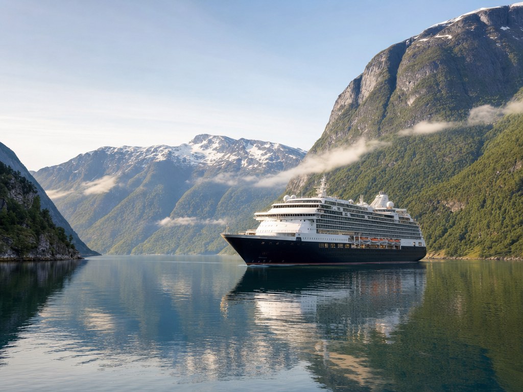 Cruise ship in a Norwegian fjord