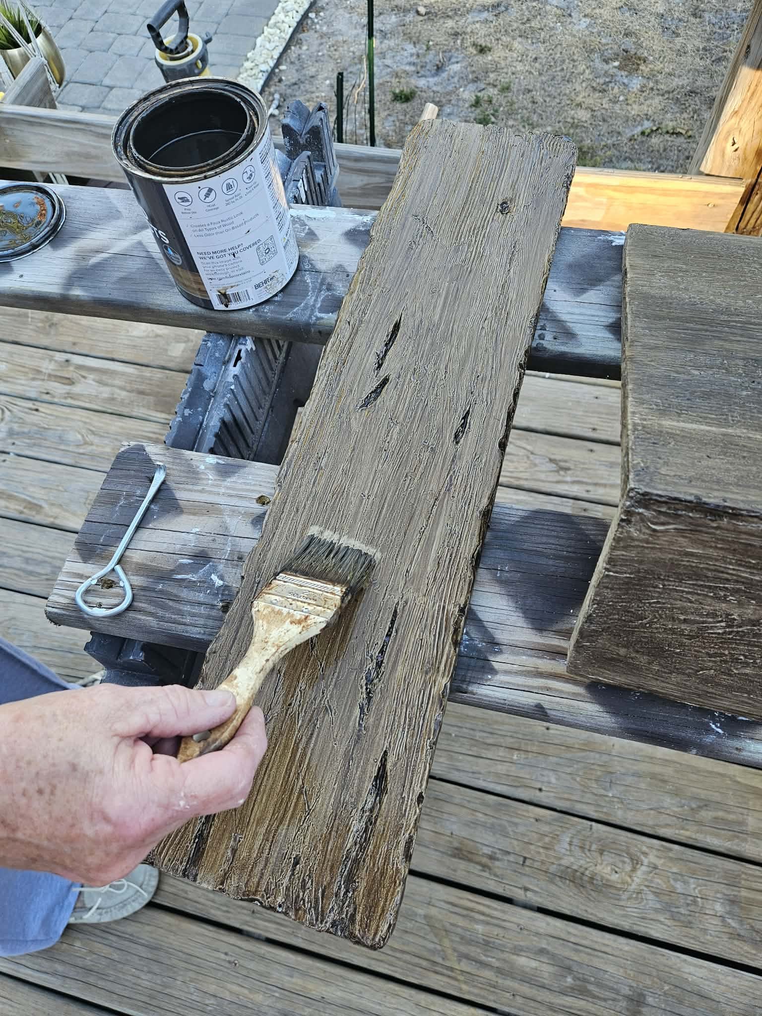 Custom surface after faux wood finishing