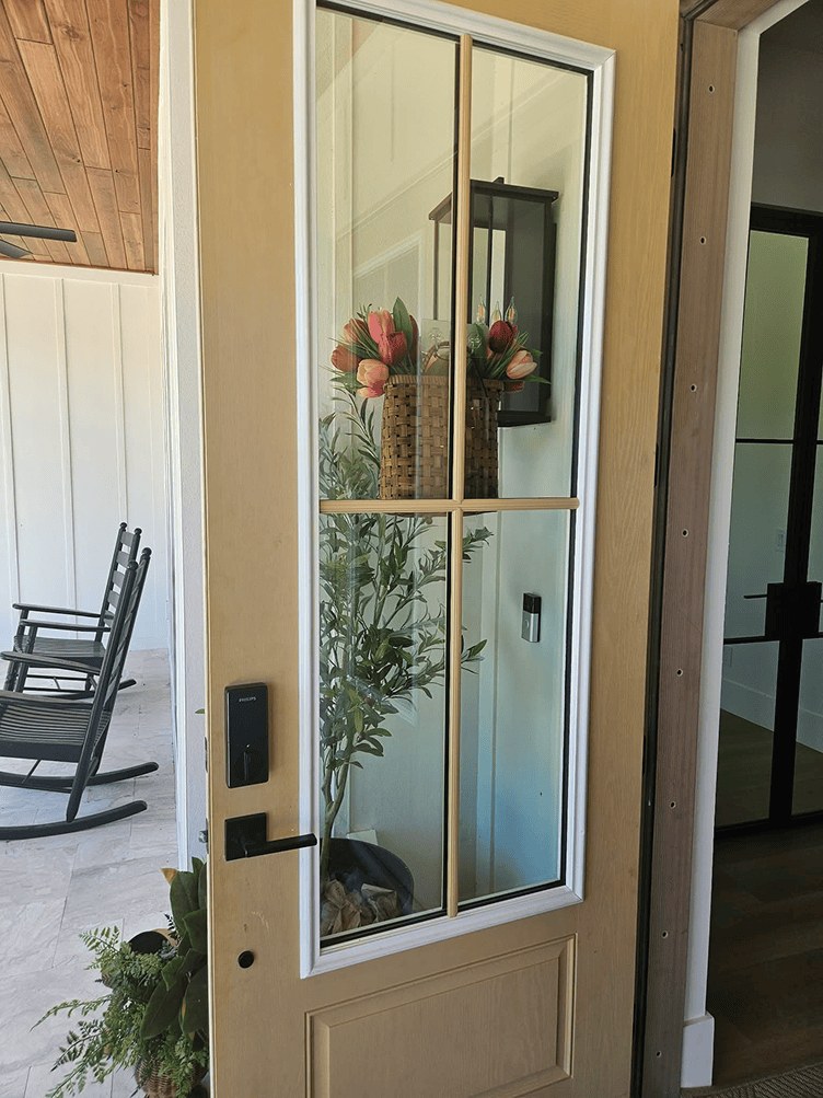 Porch entry before faux wood finishing
