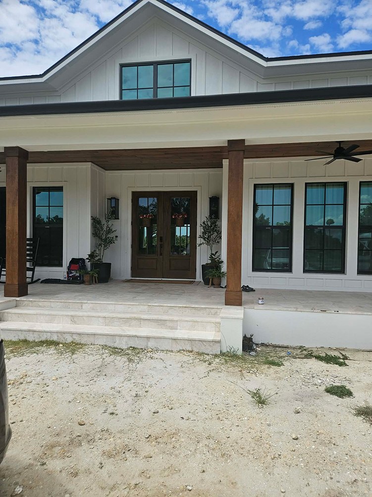 Wood-look front entry door