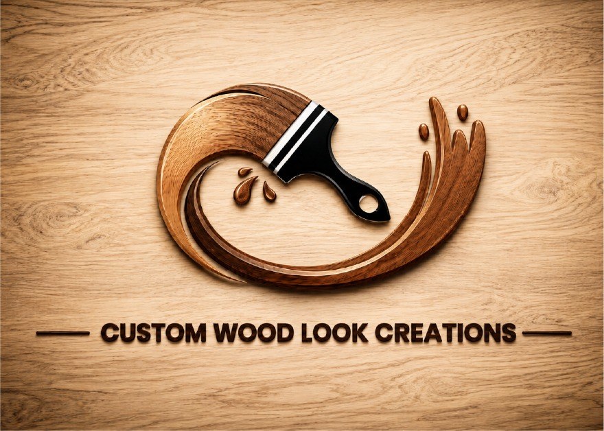 Custom Wood Look Creations paintbrush wood-grain logo