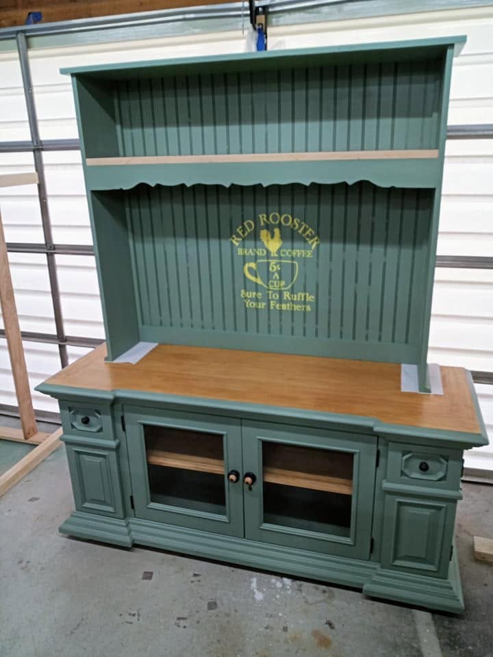 Custom green coffee hutch