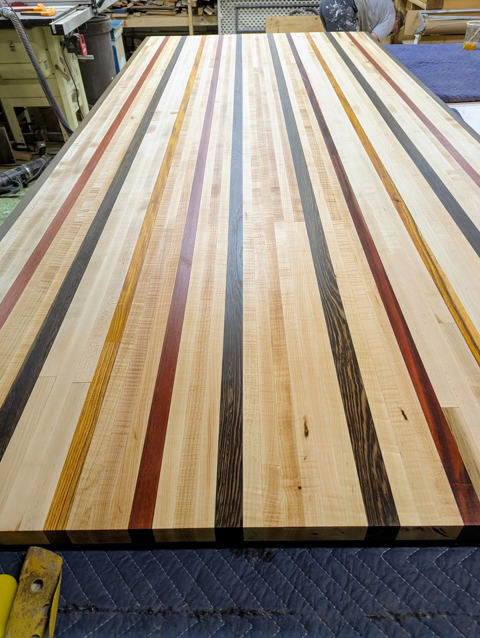 Multi-species hardwood dining tabletop