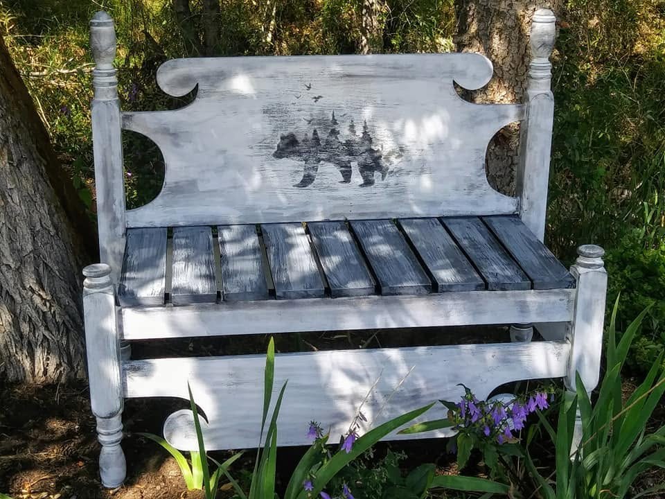 Rustic bear bench