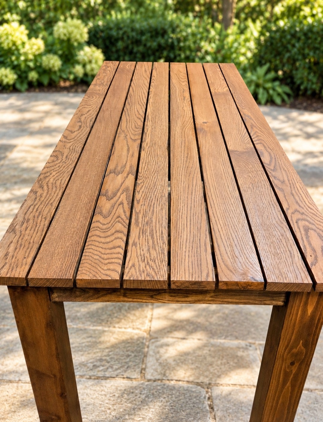 White oak patio table