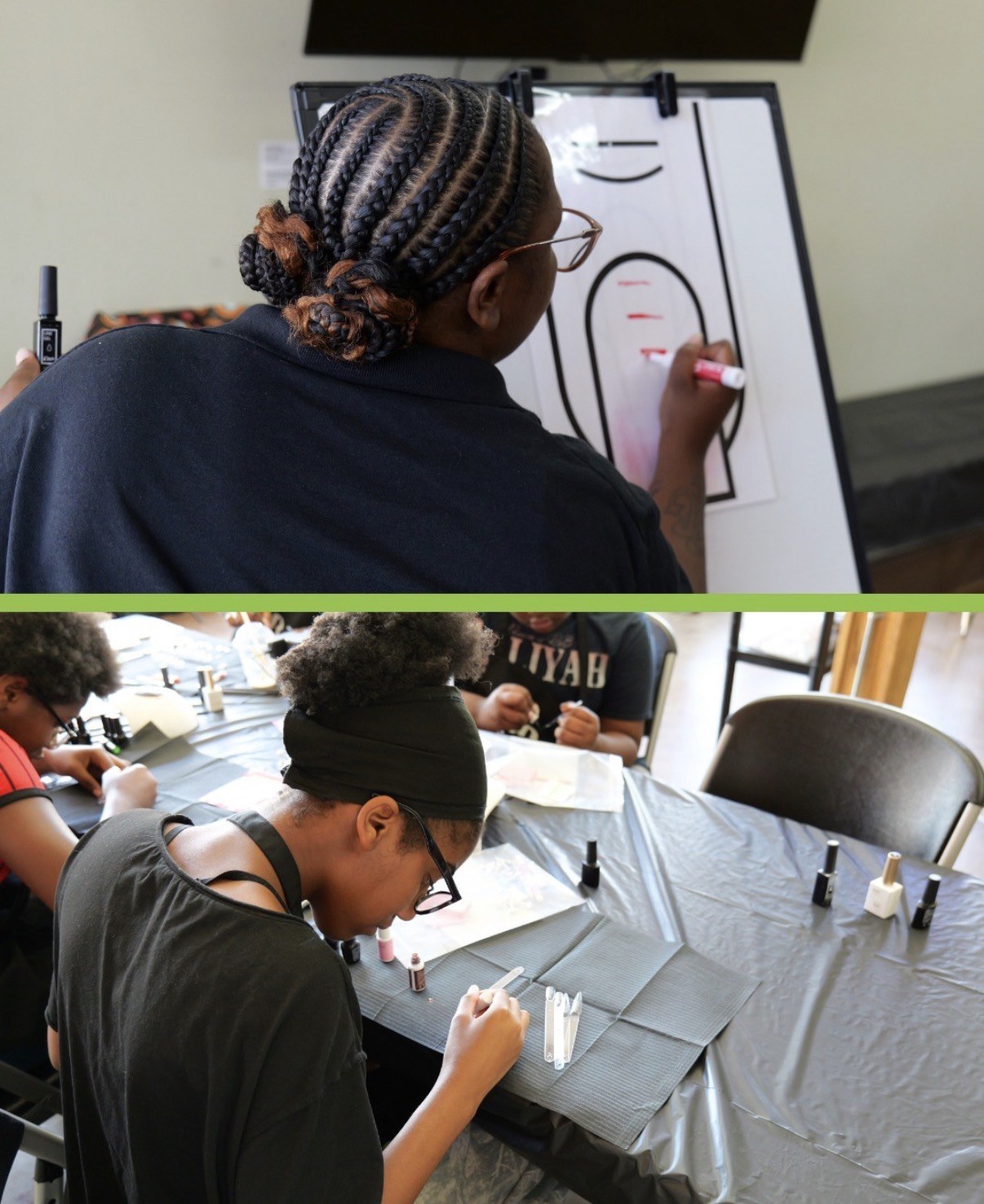 Young people practicing hands-on beauty skills