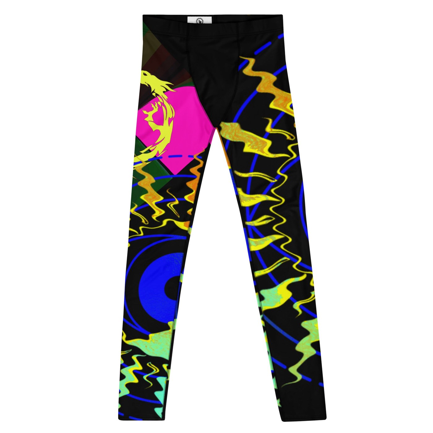 Electric Cyclone Men’s Leggings – Neon Glitch Rave & Workout Pants, Dance Pants, Yoga, Gym Pants | Festival Clothing | Flow Wear
