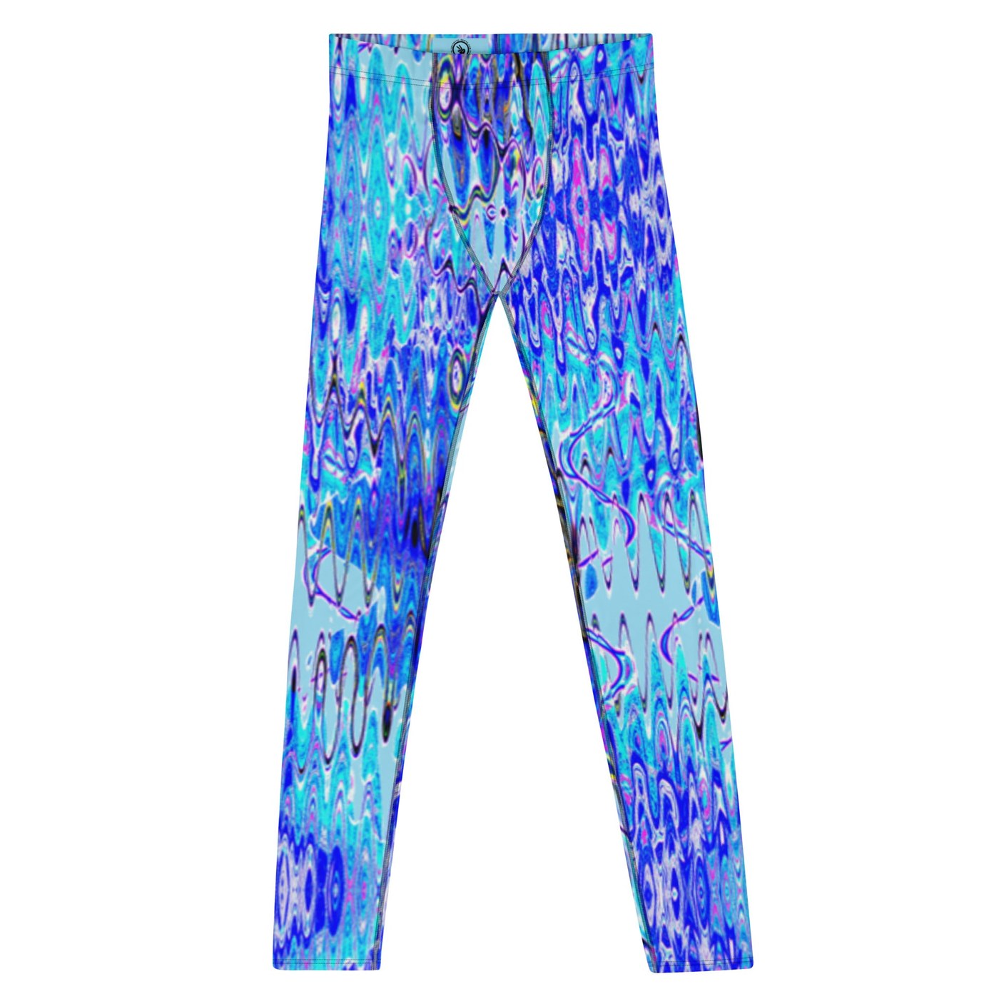 Electric Ripple Men’s Leggings – Aqua Wave Glitch Festival Pants