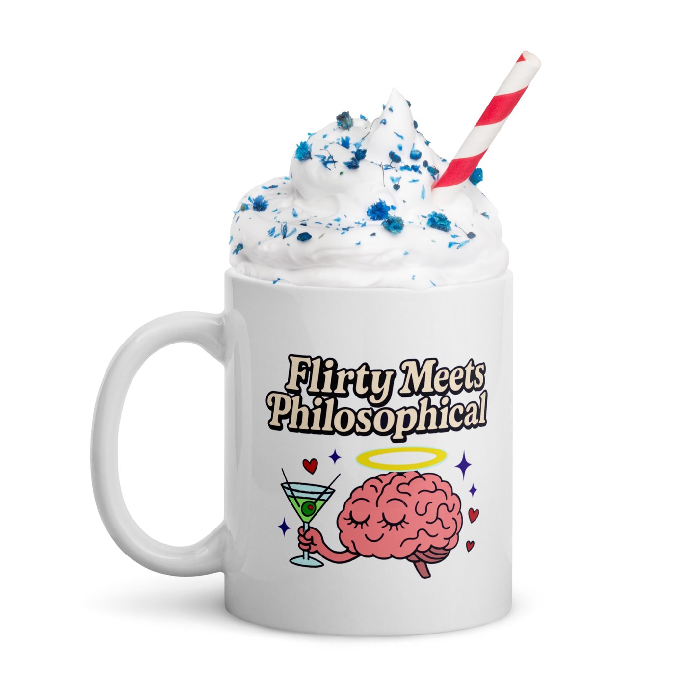 Flirty Meets Philosophical Mug – Funny Coffee Cup for Smarties, Writers, Weirdos & Overthinkers | Brain Humor Gift