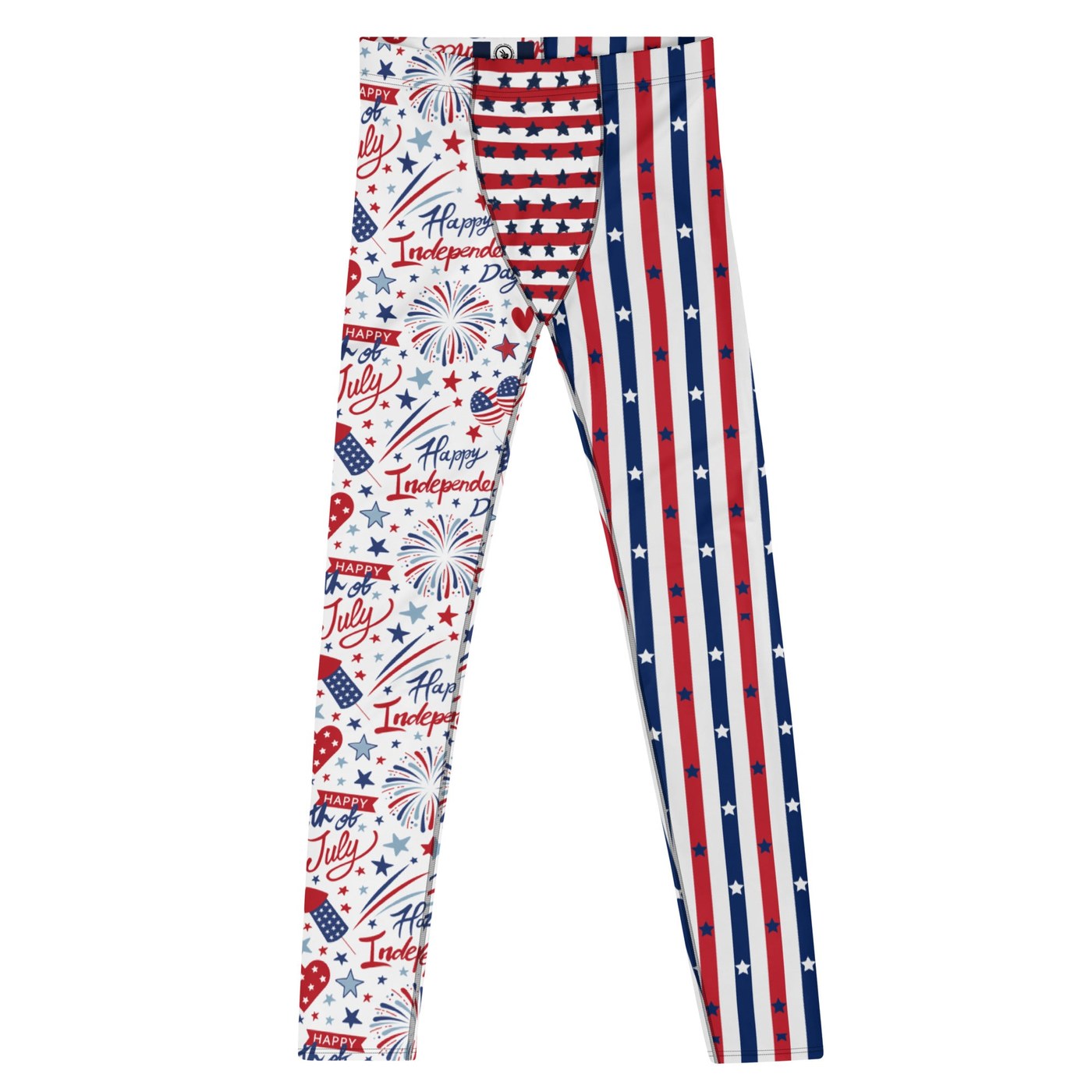 Freedom Fizz Men’s Leggings – 4th of July Stars, Stripes & Fireworks Pants, American Pride, Patriotic, Star-Spangled, Gifts for Him