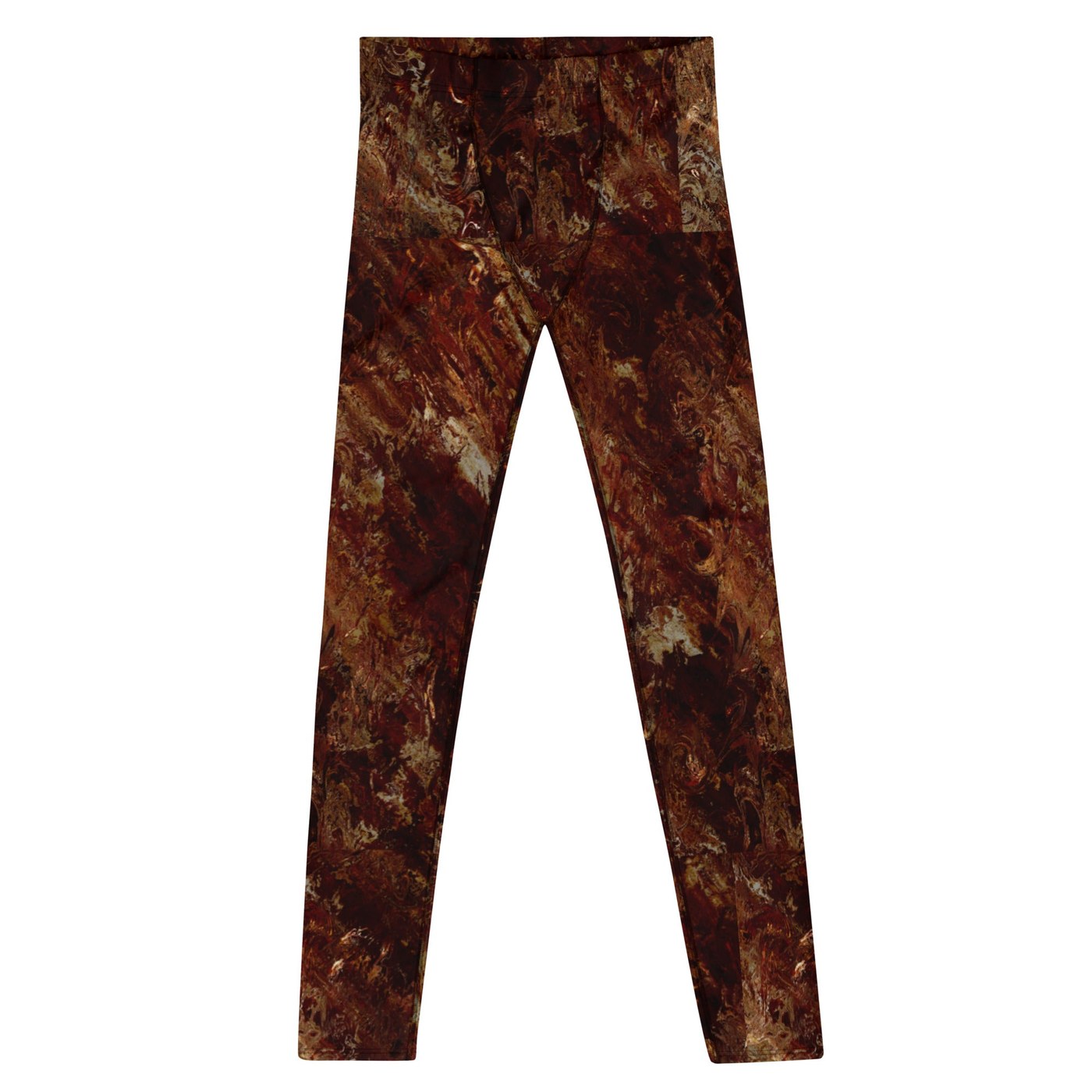Molasses Mirage Men’s Leggings – Rich Earth Swirl Gym & Lounge Pants, Rave Pants, Festival Tights, Gym, Wrestling Tights, Yoga