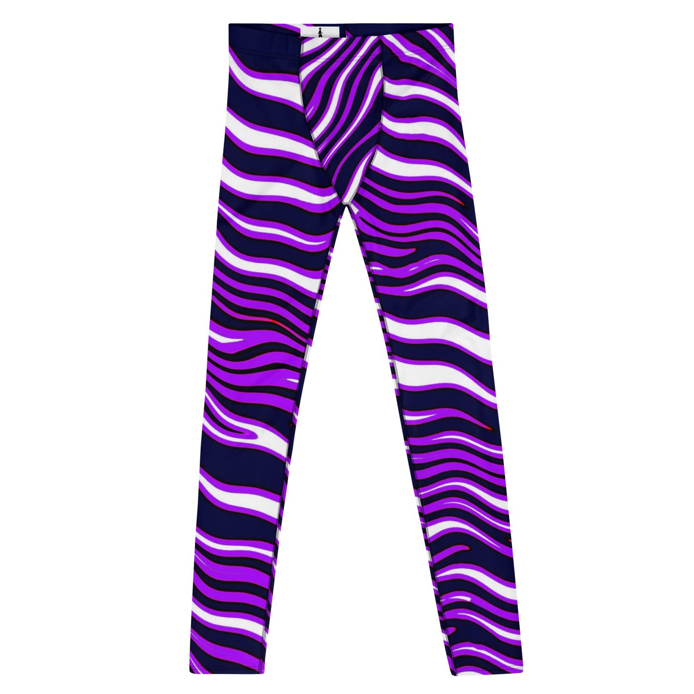 Neon Mirage Men’s Leggings – Purple Wave Zebra Festival & Workout Pants, Ecstatic Dance, Rave, Gym, Trippy Leggings, Wrestling Tights