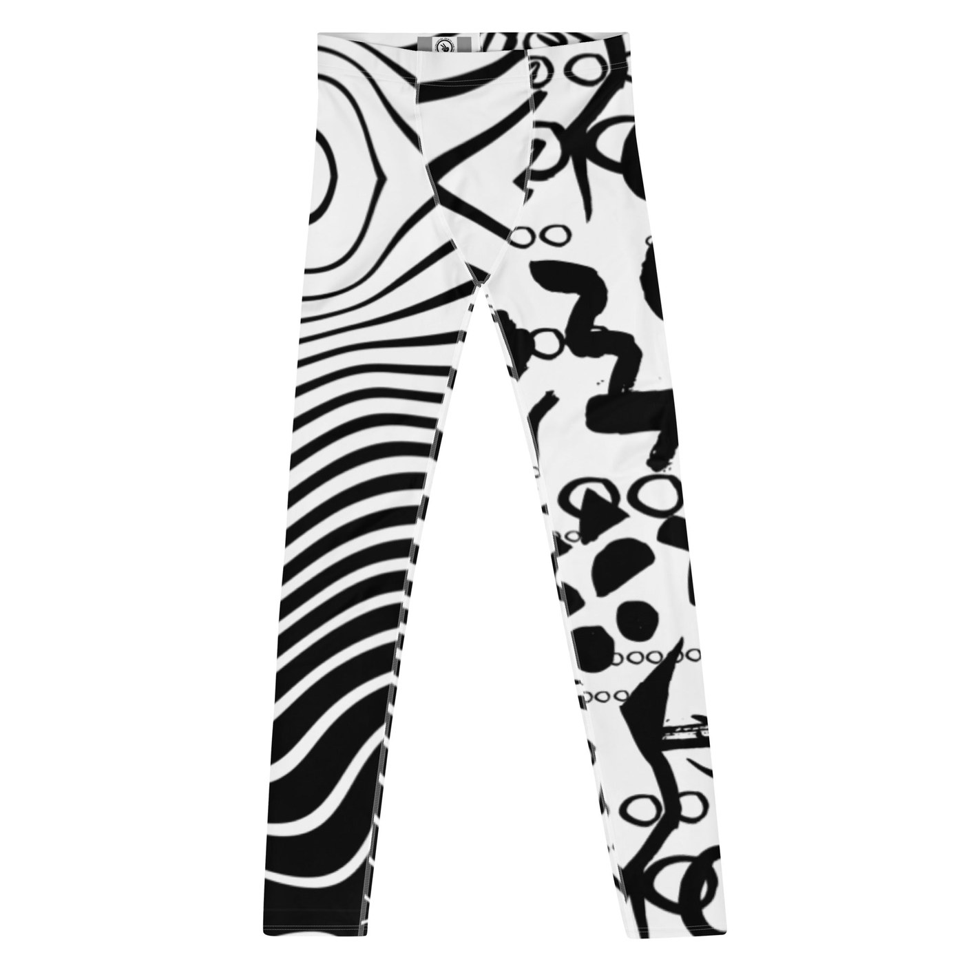 Static Men’s Leggings – Black and White Abstract Vibe Pants for Gym, Dance & Daring Days, Wrestling, Gifts for Him, Rave Pants