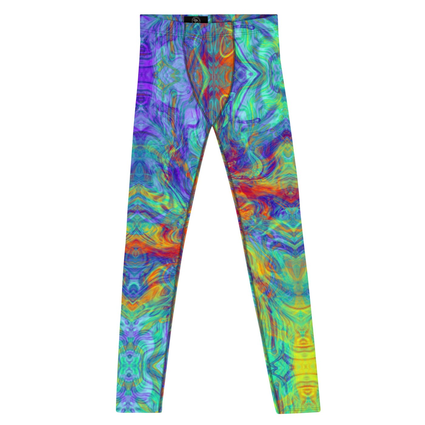 Vibrant Rainbow Nebula Men’s Leggings | Colorful Festival, Gym, Yoga Tights | Eye-Catching Male Activewear, Gifts for Him, Trippy Pants