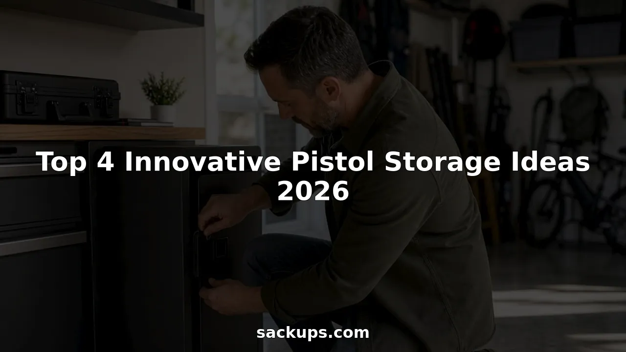 Man storing pistol securely in biometric gun safe