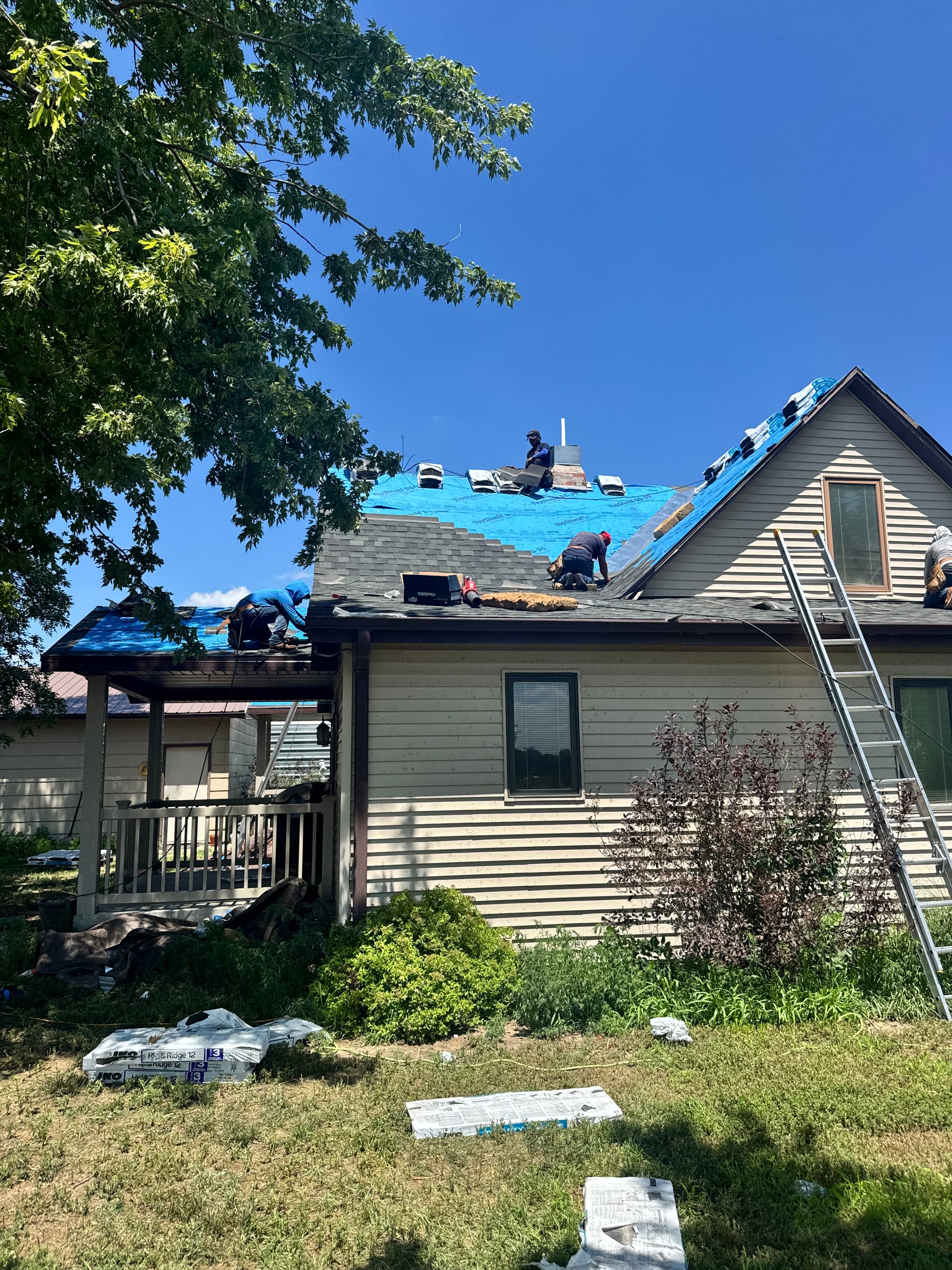 Residential roofing project in progress