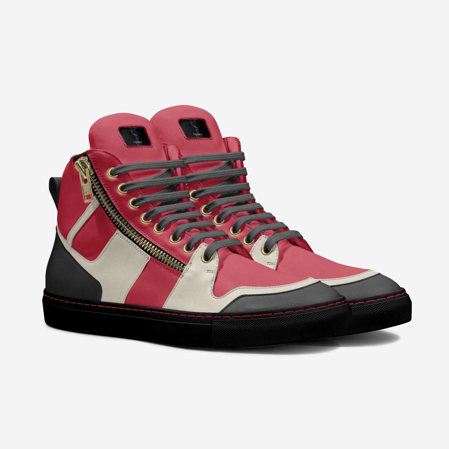 Pair of Panther I Crimson Ivory high-top footwear