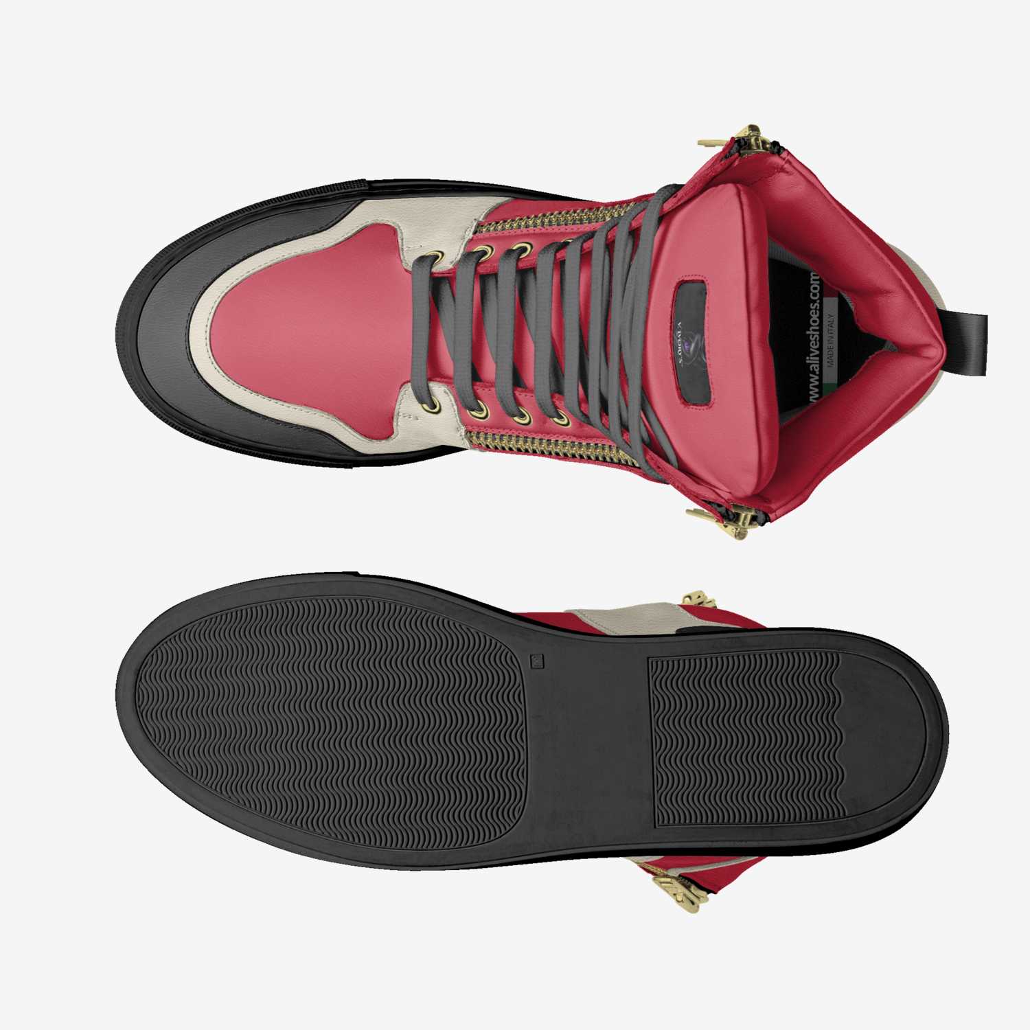 Top and sole view of Panther I Crimson Ivory footwear