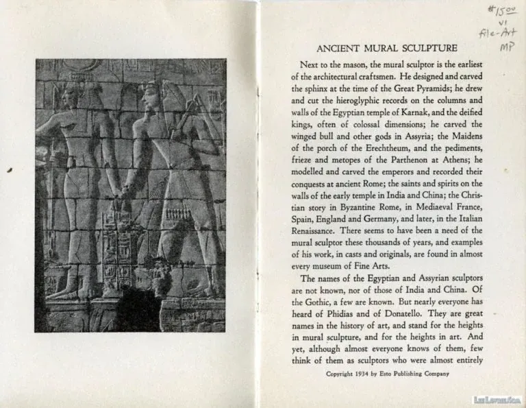 Ancient Mural Sculpture, pages 1 and 2, Primary sources