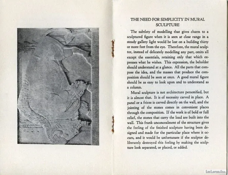 The Need for Simplicity in Mural Sculpture, pages 7 and 8, Primary sources