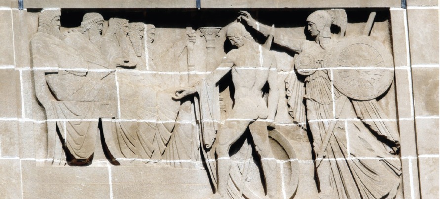 Orestes before the Areopagites relief panel at the Nebraska State Capitol