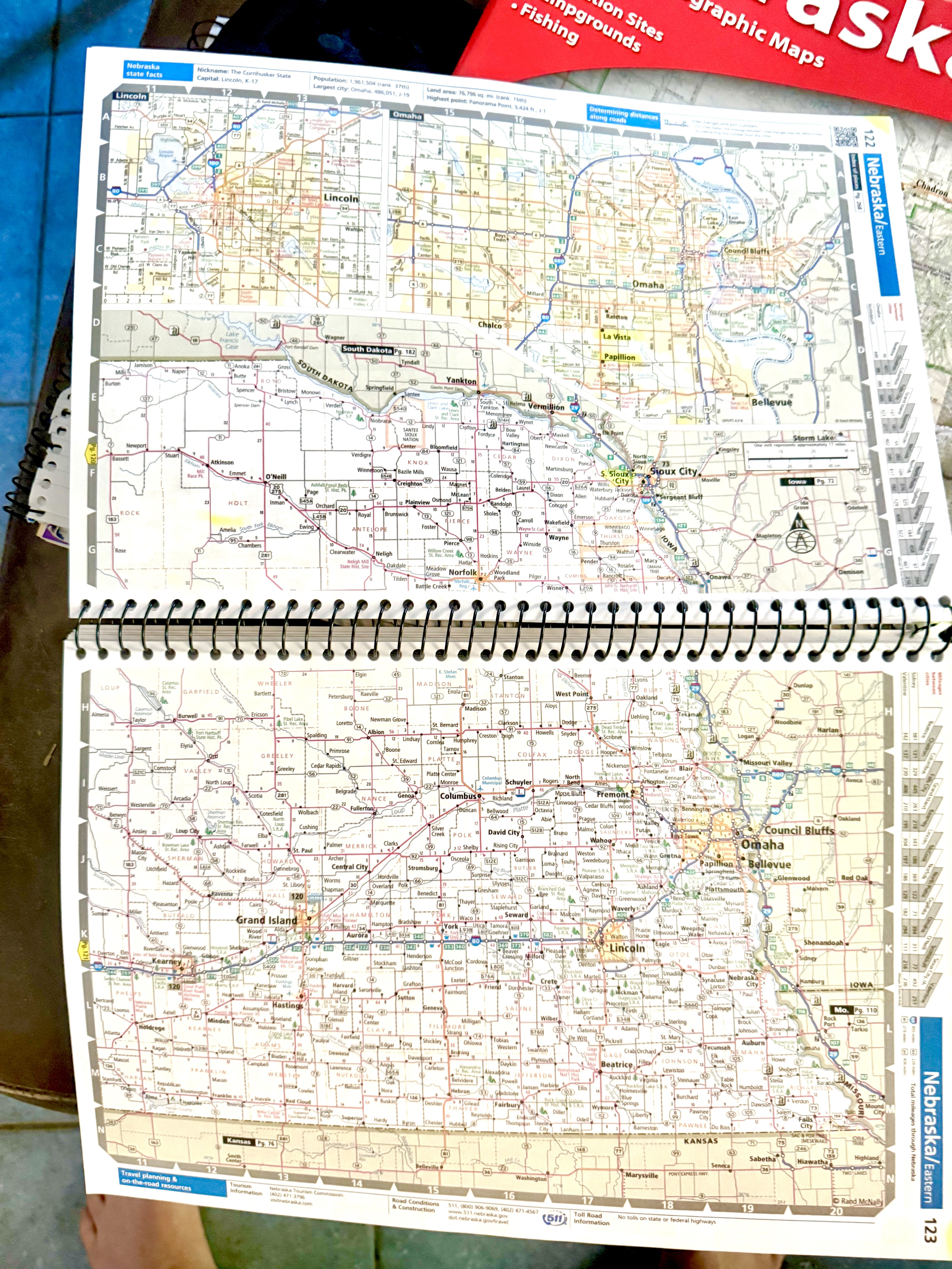 Nebraska road map showing the eastern part of the library tour route