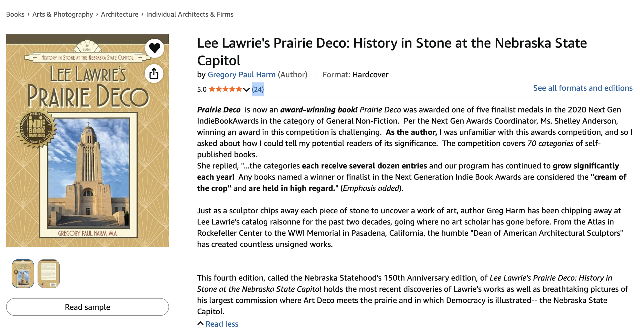 Amazon customer review screenshot, Lee Lawrie’s Prairie Deco