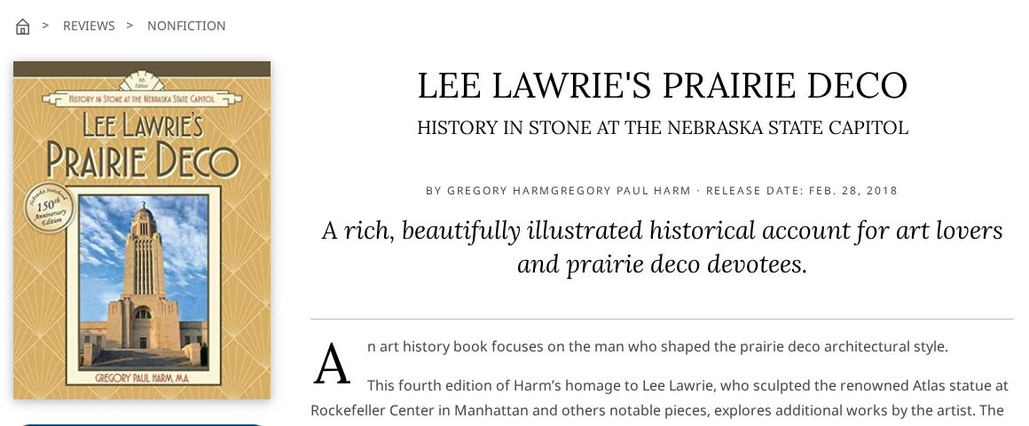 Kirkus Reviews page for Lee Lawrie’s Prairie Deco