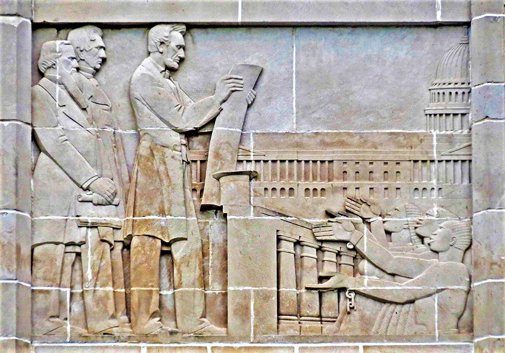 The Emancipation Proclamation relief at the Nebraska State Capitol