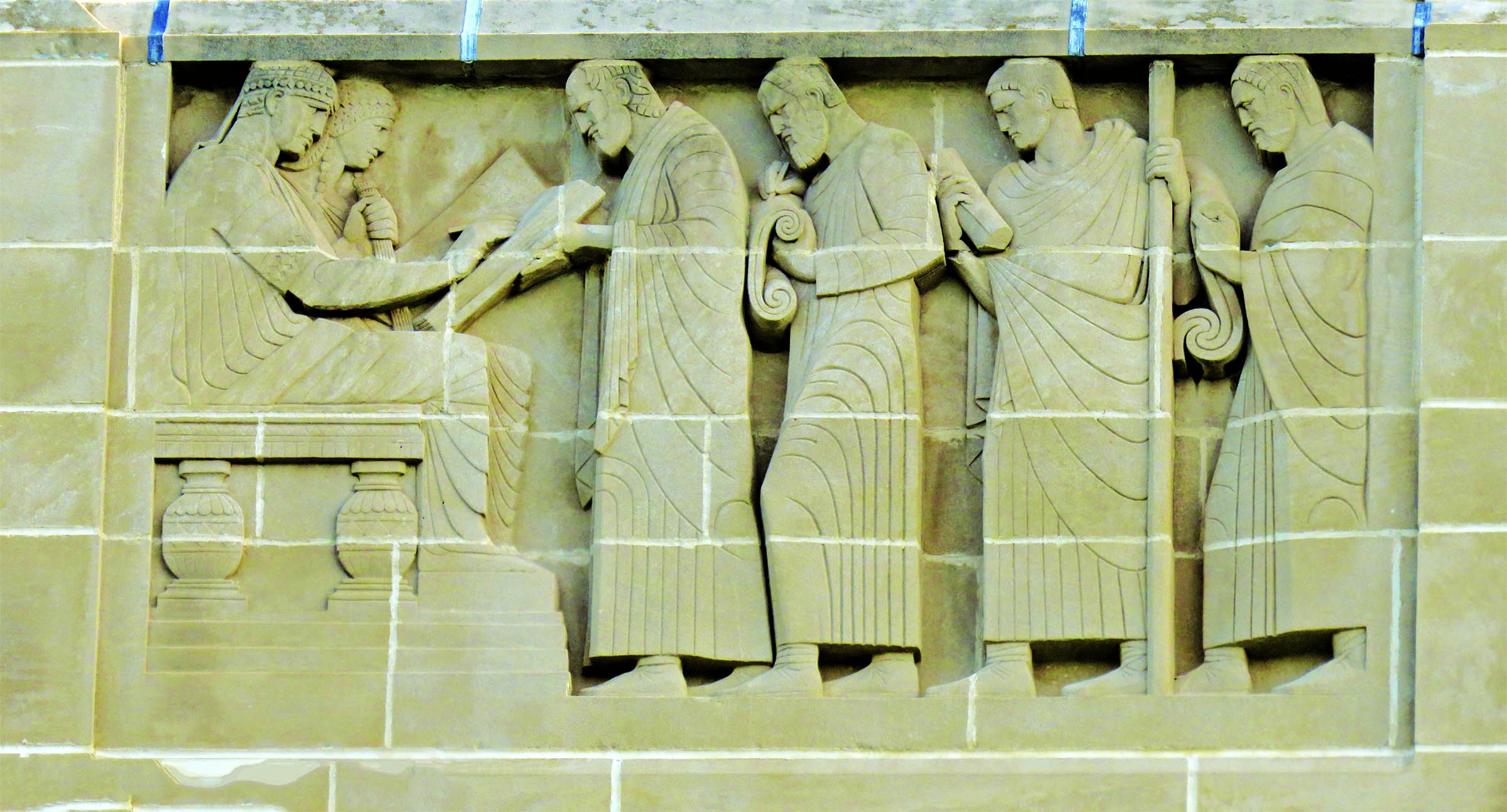 The Codification of Roman Law Under Justinian relief at the Nebraska State Capitol