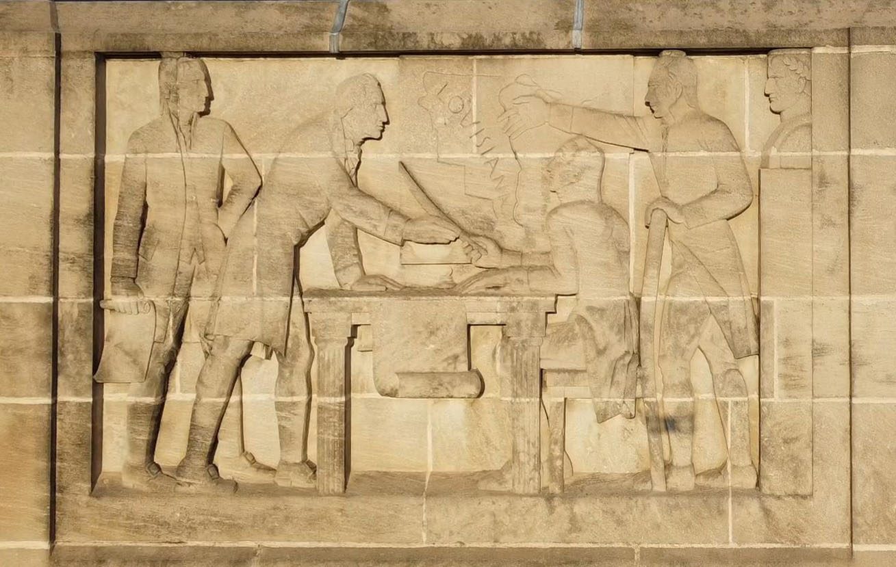 The Purchase of Louisiana From Napoleon relief at the Nebraska State Capitol