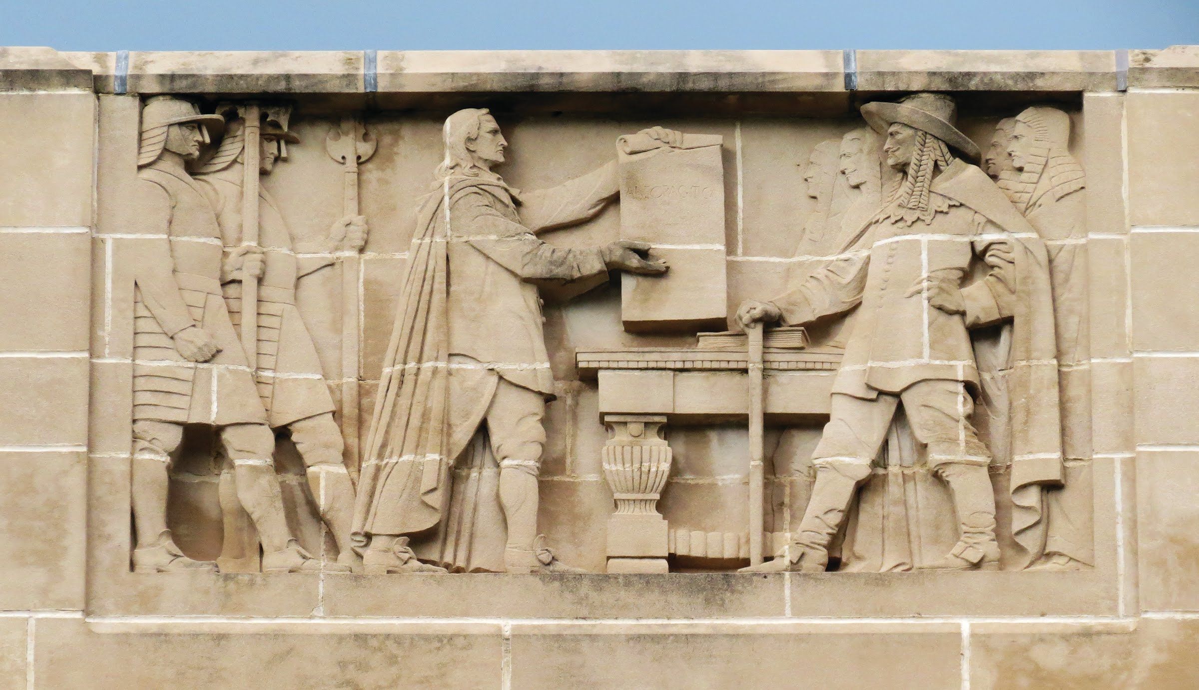 Milton Defending Free Speech before Cromwell relief at the Nebraska State Capitol