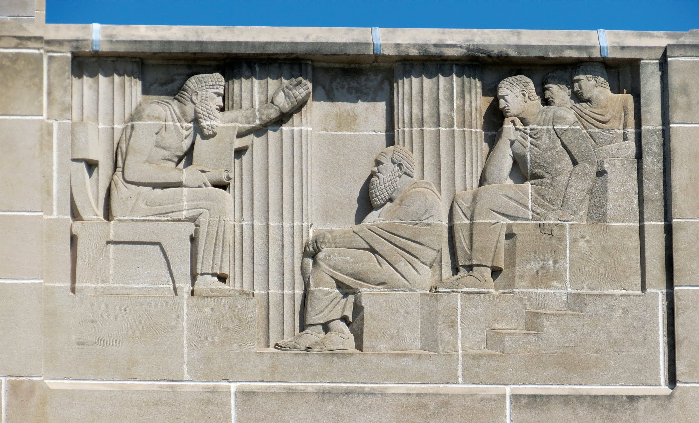 Plato Writing his Dialogue of the Ideal Republic relief at the Nebraska State Capitol