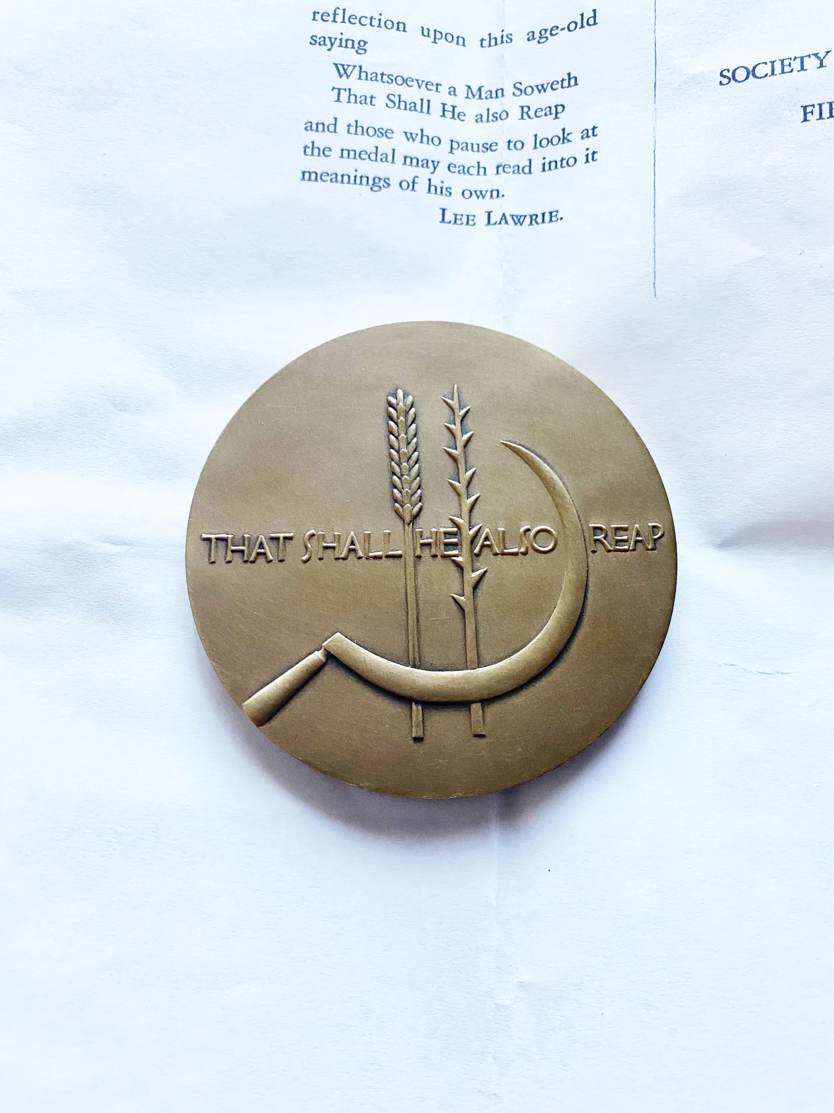 Reverse of The Sower, Society of Medalists, 1932, Details, Details