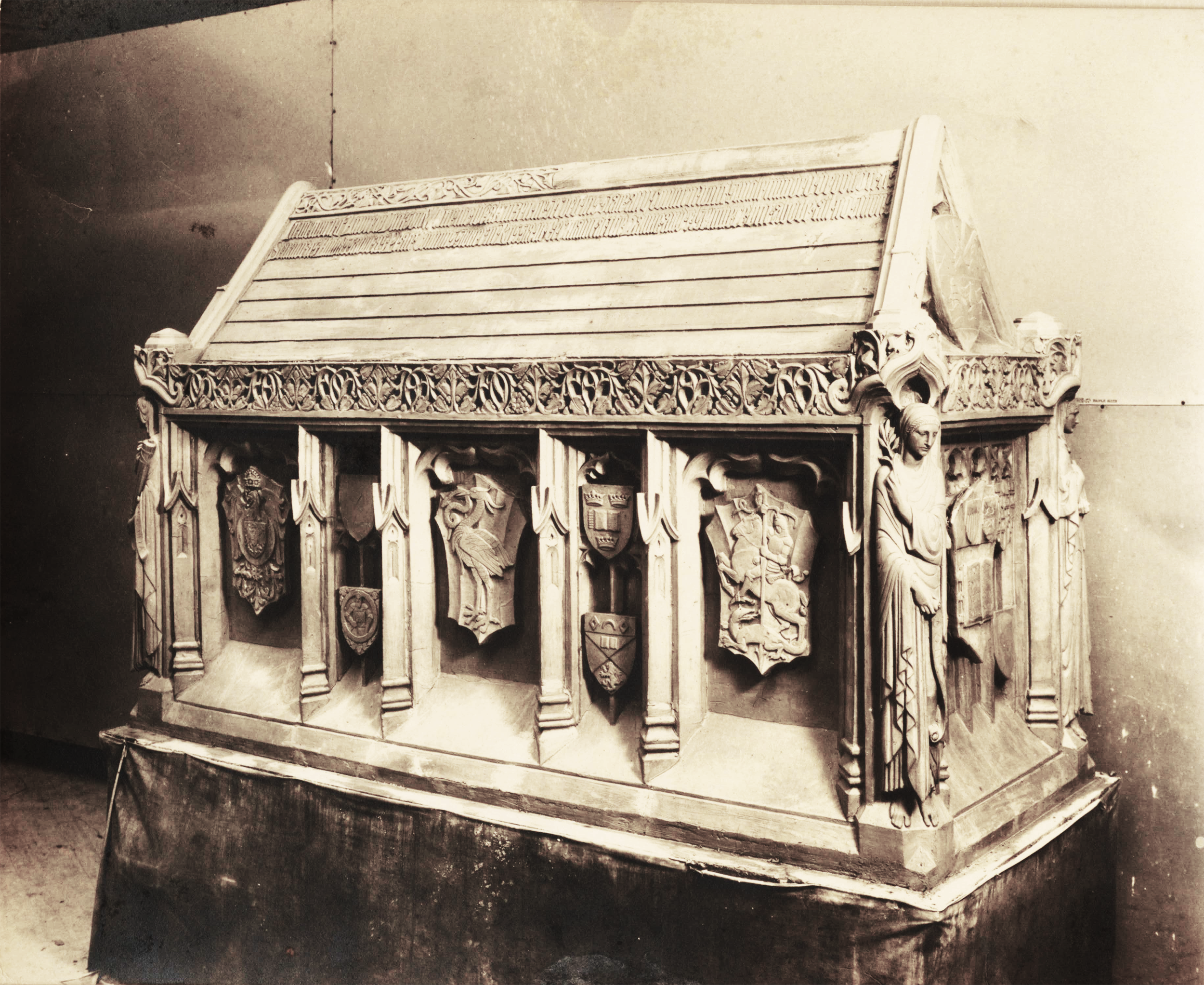 Photograph of Andrew Dickson White Sarcophagus. A sarcophagus for Professor Andrew Dickson White, a co-founder of Cornell University.