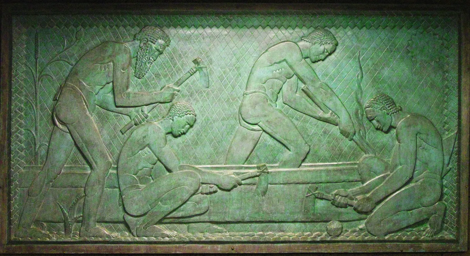 Canoe figure detail, Honolulu, Hawaii