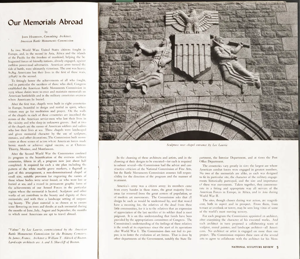 National Sculpture Review article on the Brittany American Cemetery, Manche, France · 1944