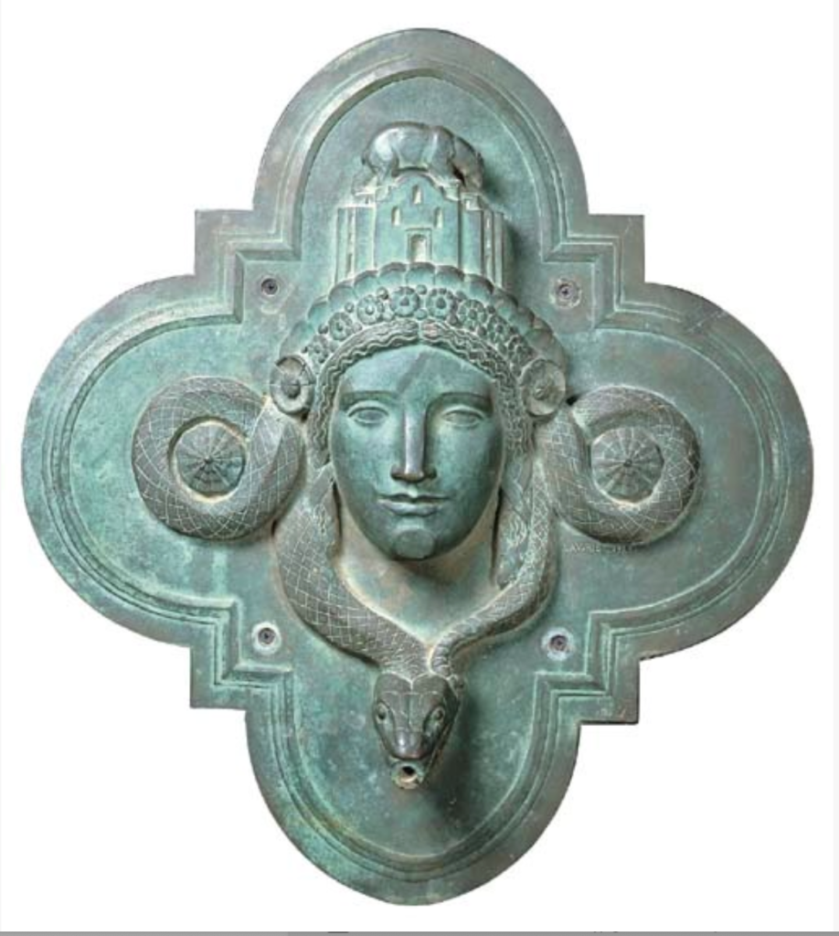 Bronze fountain head from Throop Hall, Pasadena, California