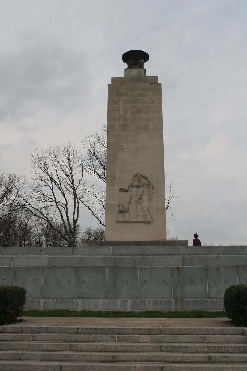Allegorical relief and Eternal in a Nation inscription, Gettysburg, Pennsylvania