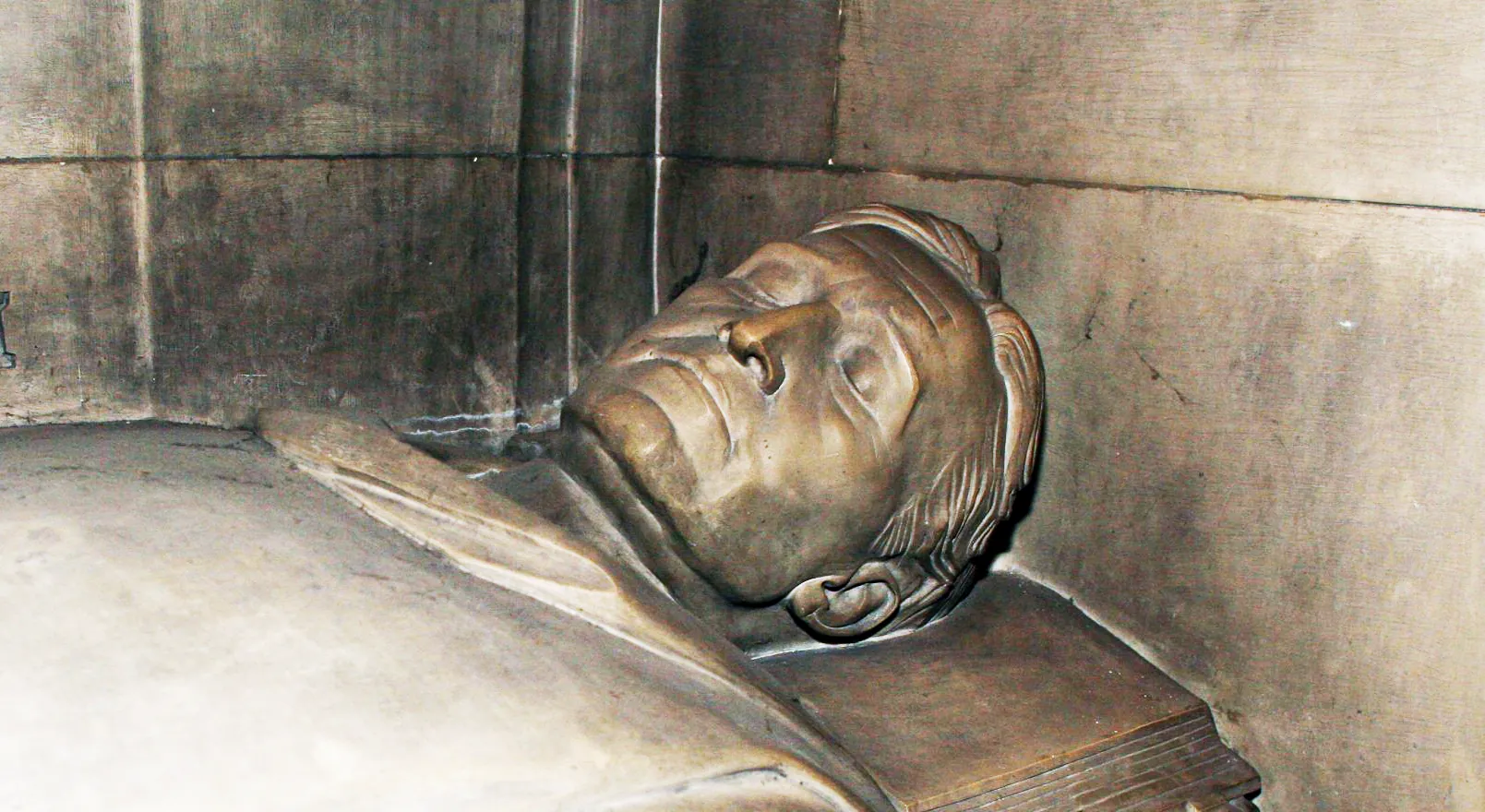 Goodhue’s head, modelled from the death mask, Church of the Intercession, New York